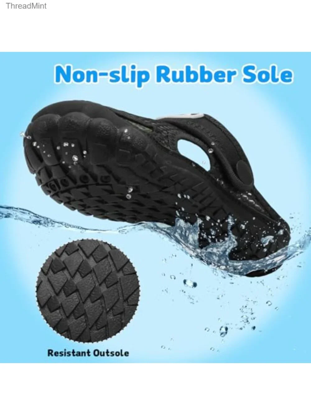 Kids Water Shoes Dual-Wear Quick Dry Wide Toe Slide Sandals for Beach Pool Swim